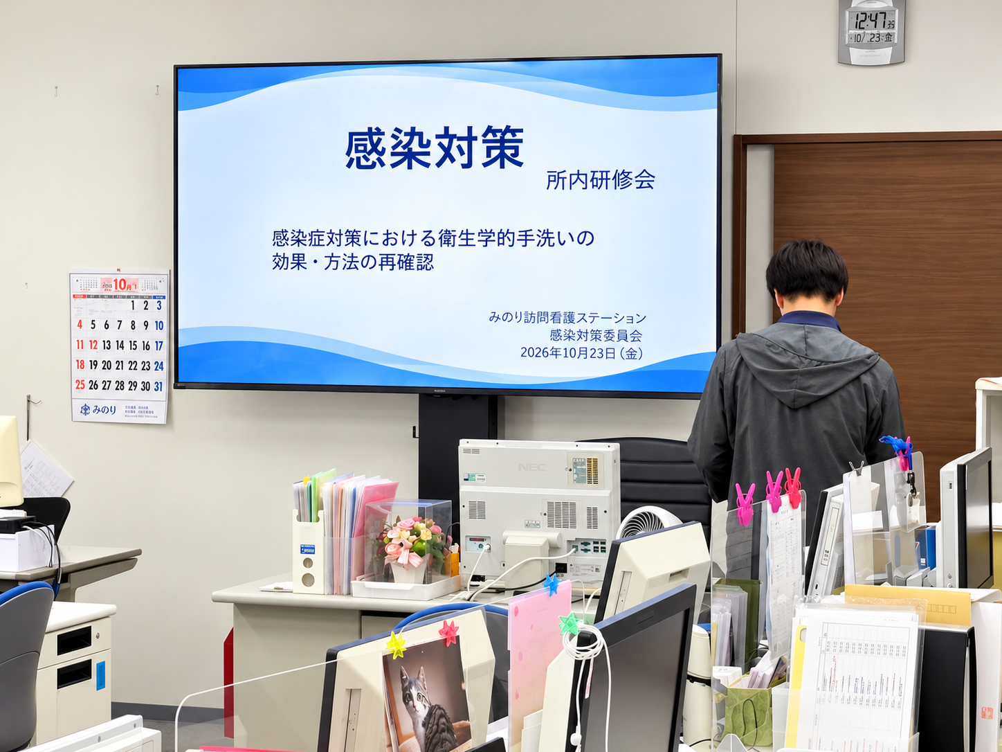 感染症対策と衛生学的手洗いについての所内研修